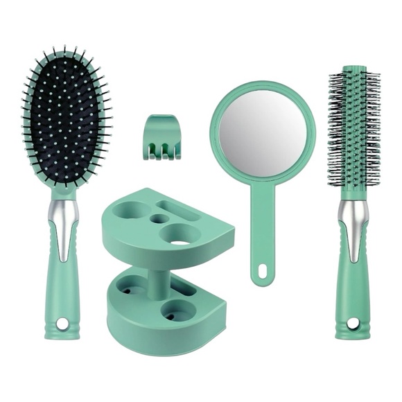 Mint Green 5-Piece Hair Brush Set - Picture 2 of 7